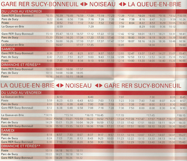 horaires matin